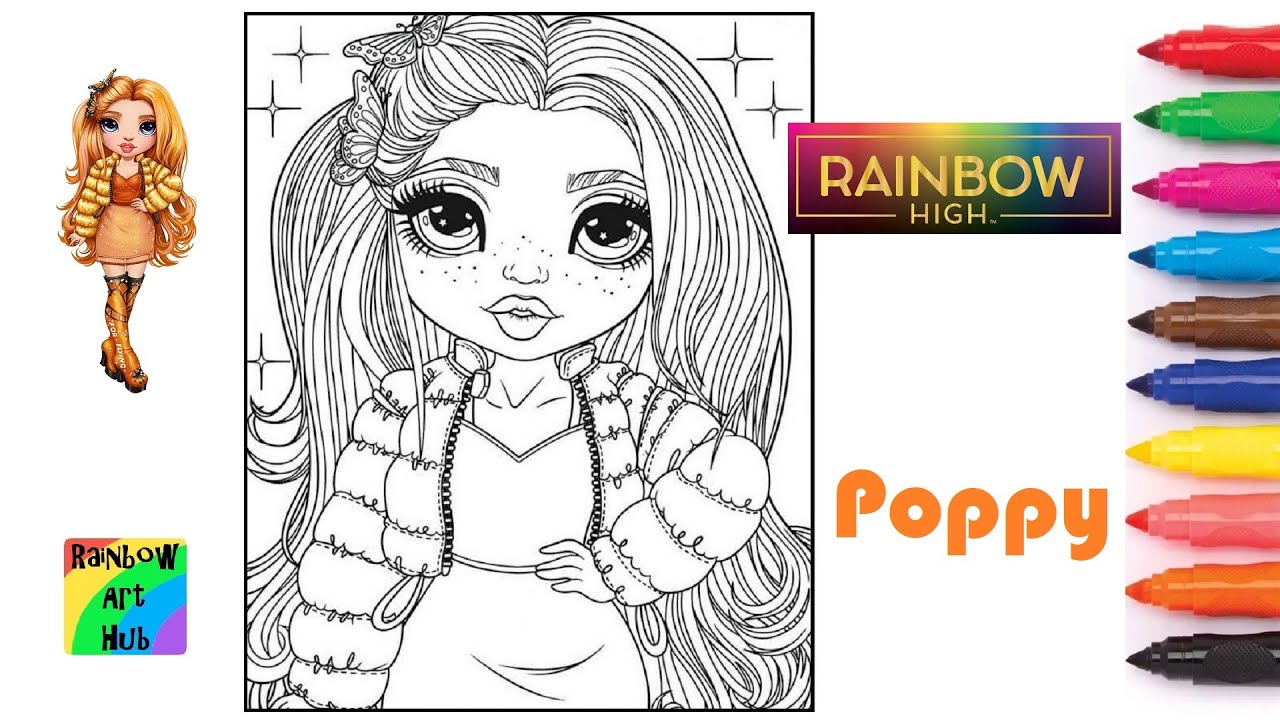 Rainbow high poppy rowan coloring page video