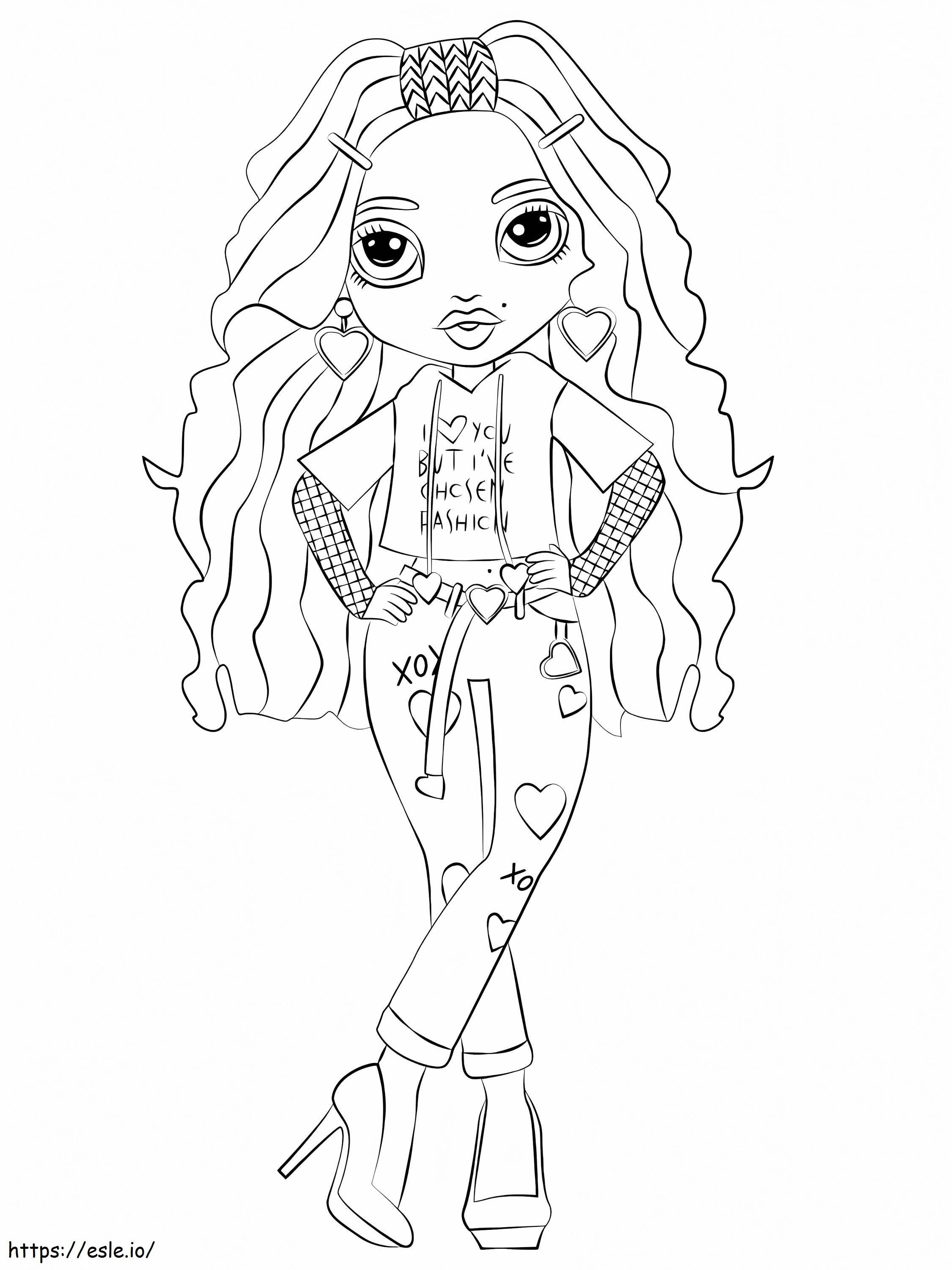 Kia hart rainbow high coloring page