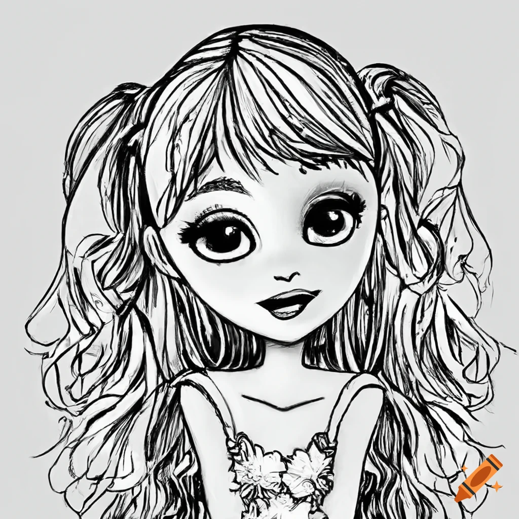 Coloring pages for kids girls white background black and white on