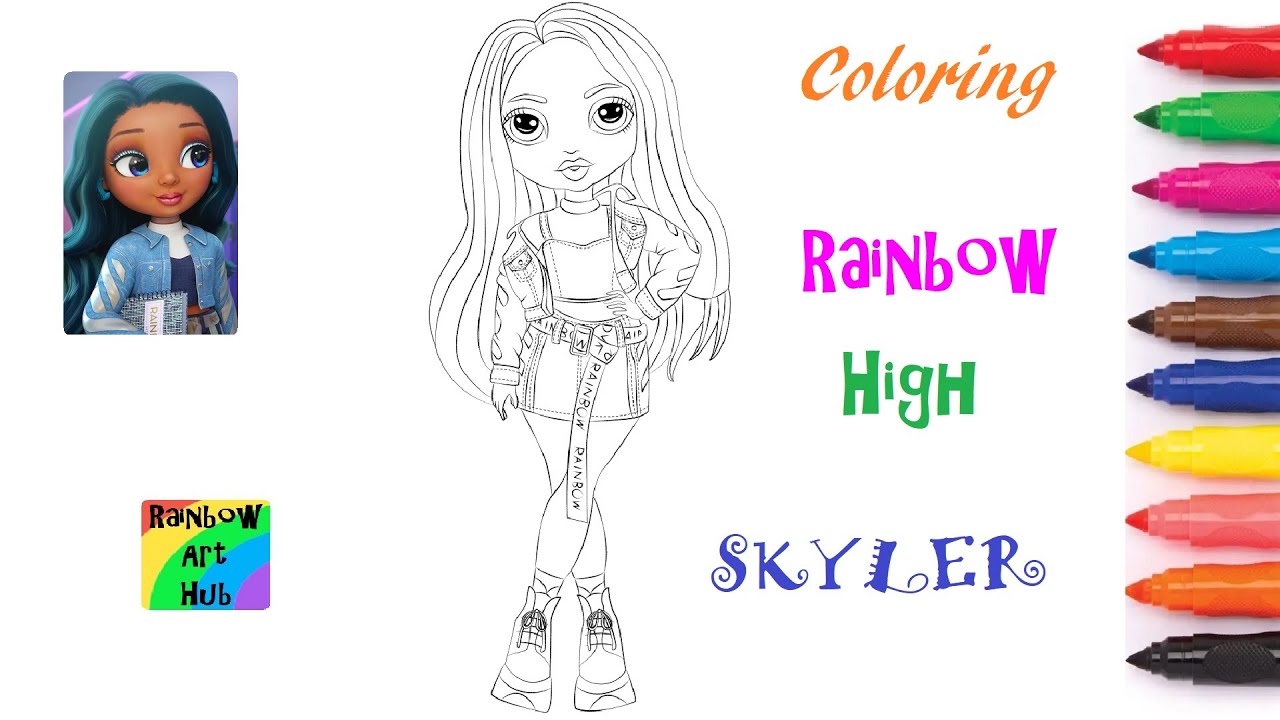 Rainbow high coloring page skyler bradshaw