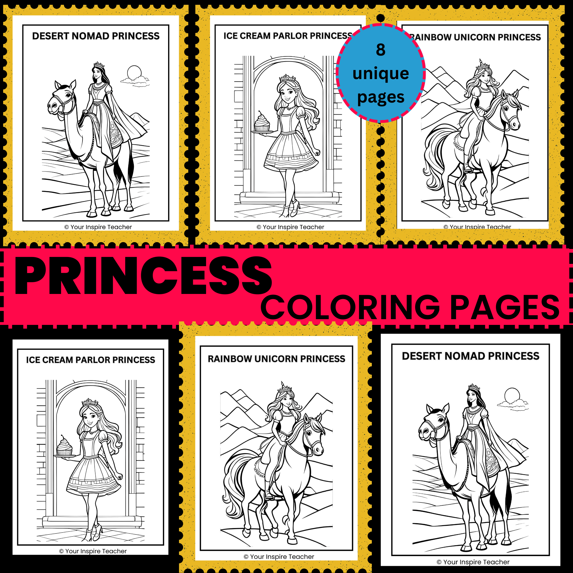 Unique and high quality princess coloring pages for kids