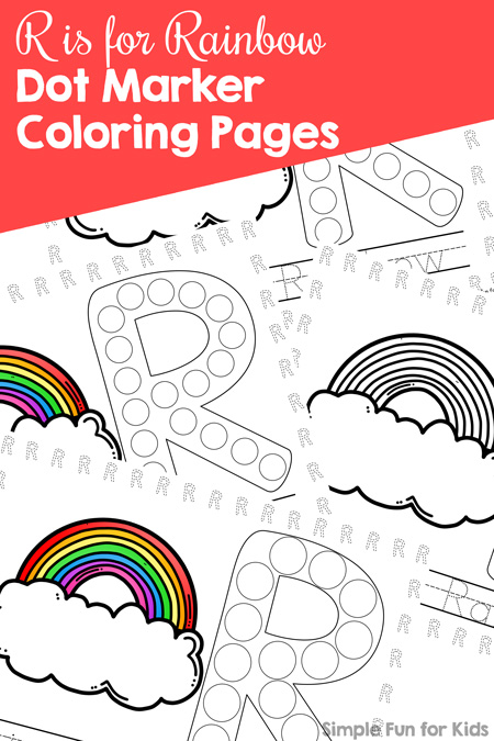 R is for rainbow dot marker coloring pages