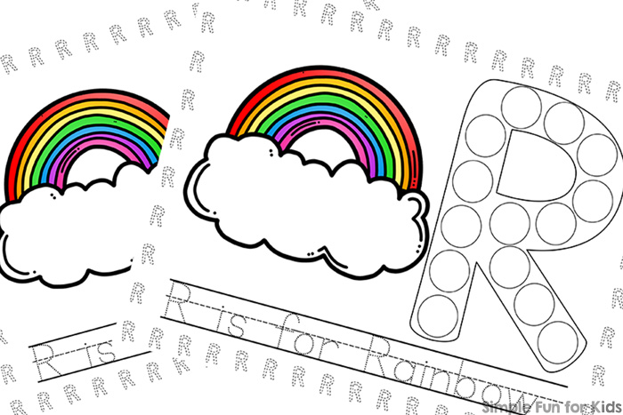 R is for rainbow dot marker coloring pages