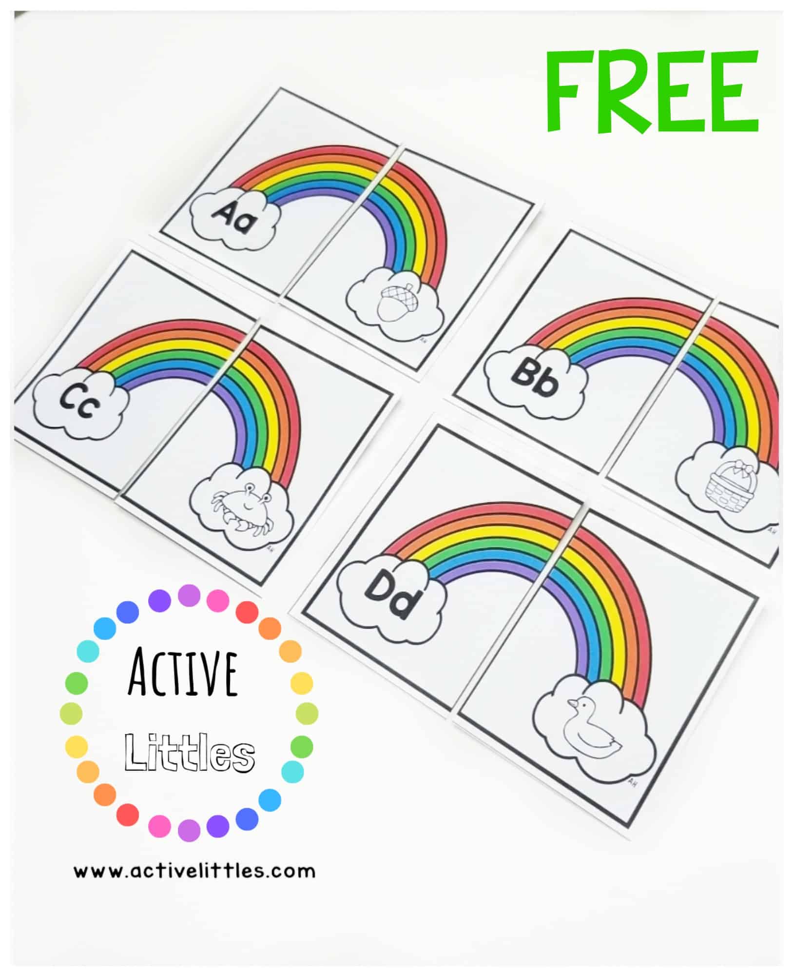 Rainbow alphabet match printable