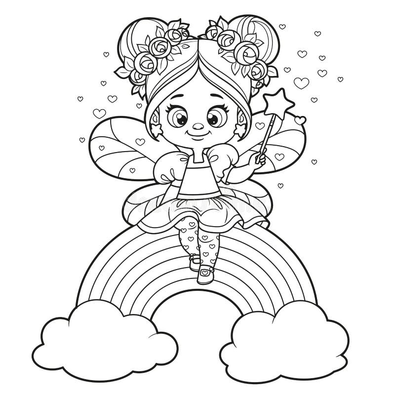 Rainbow fairy coloring page stock illustrations â rainbow fairy coloring page stock illustrations vectors clipart