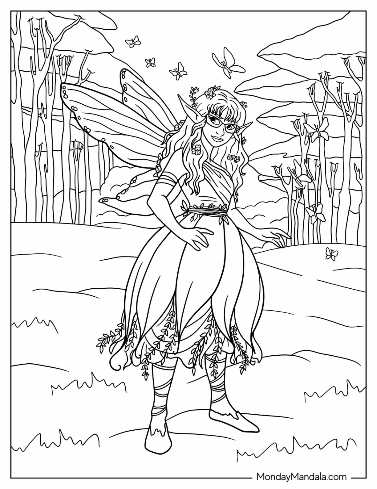 Fairy coloring pages free pdf printables