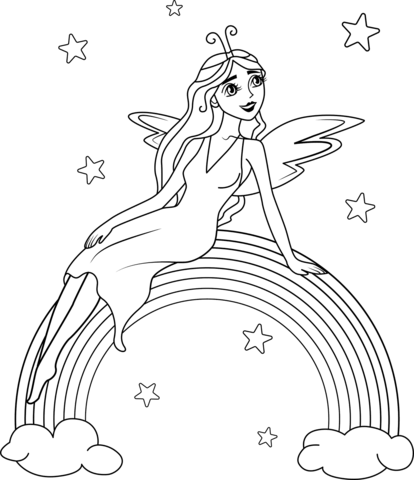 Rainbow fairy coloring page free printable coloring pages