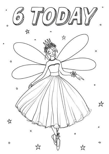 Today fairy princess colouring card