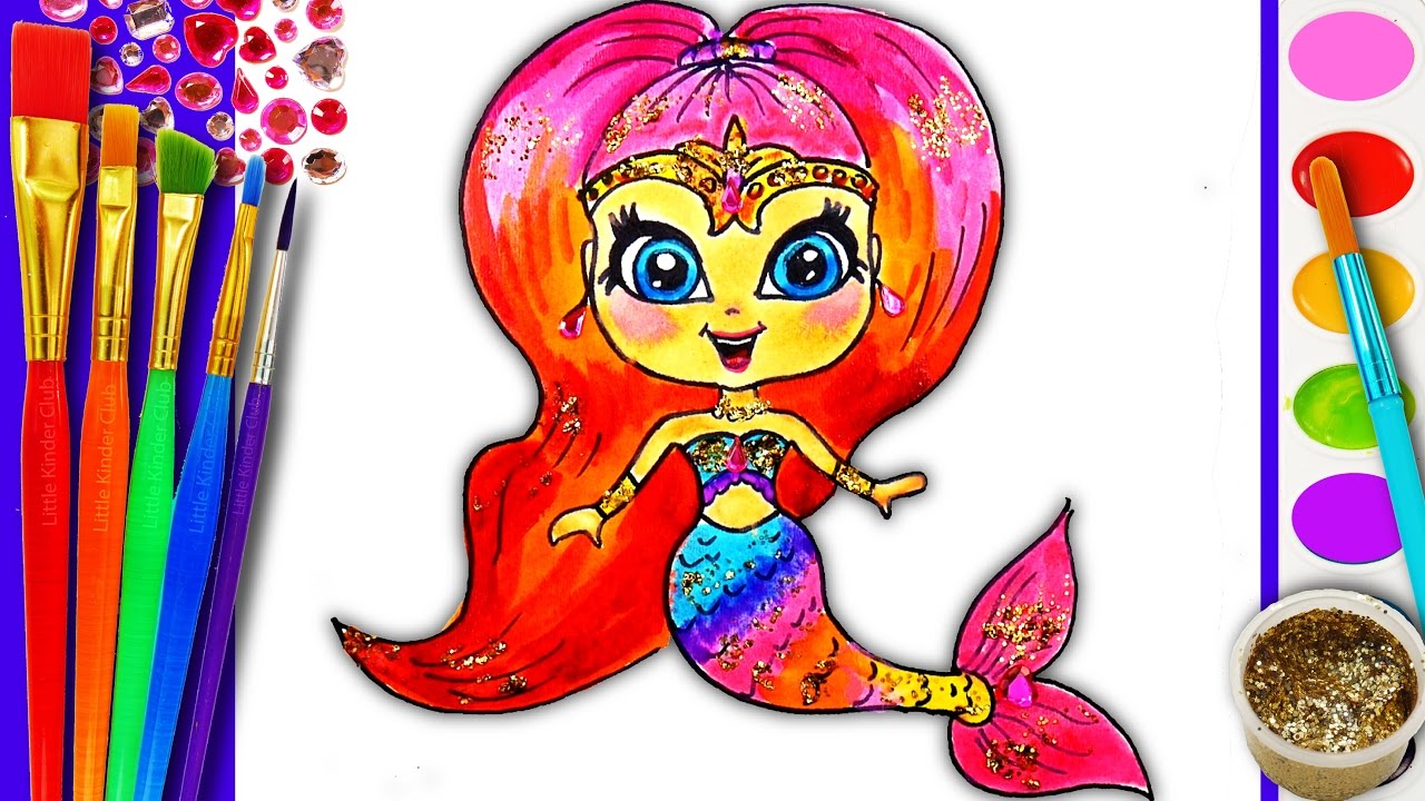 Coloring pages for kids rainbow mermaid drawing for children how to color paint colouring kids