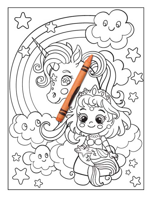 Unicorn mermaid coloring book for kids ages