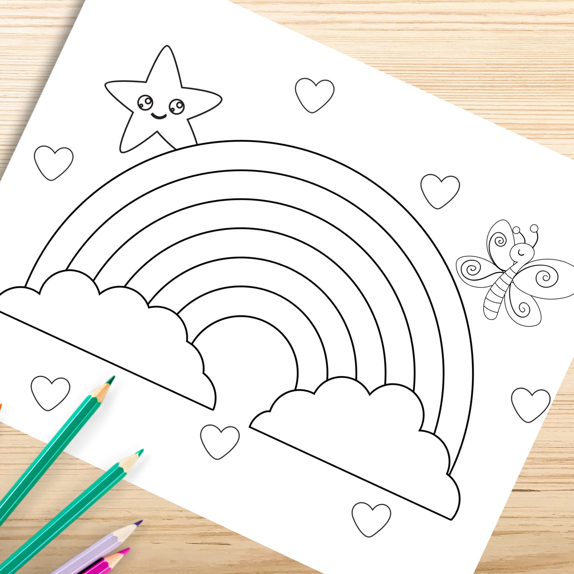 Rainbow coloring pages for kids printable rainbow coloring pages rainbow quotes birthday activity instant download kids coloring book