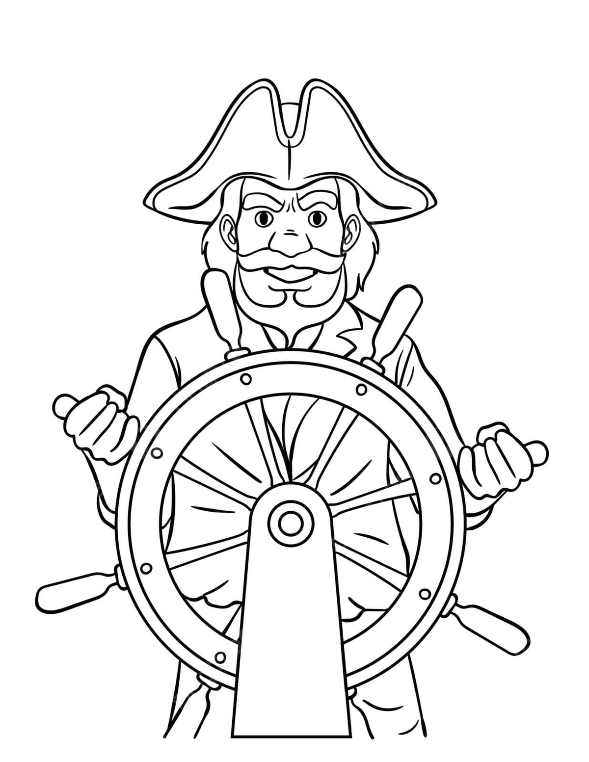 Isolated coloring page for kids pirate steering the ship vector rat drawing ship drawing pirate drawing png and vector with transparent background for free download