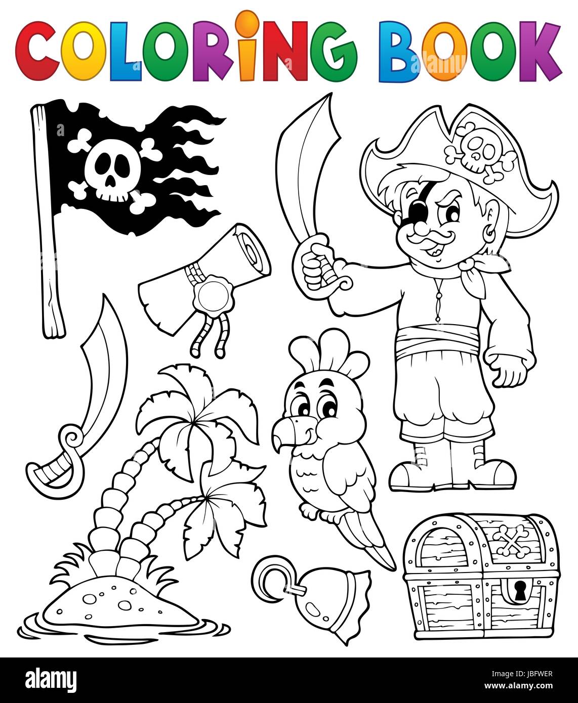 Pirate treasure coloring book hi