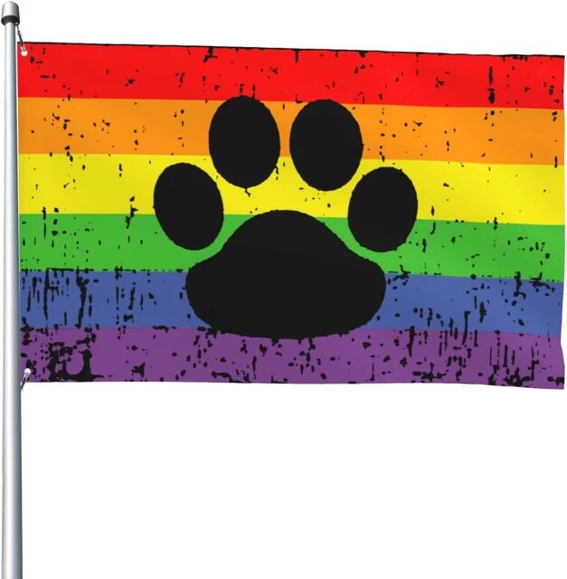 Lgbt gay lesbian furry paw pride rainbow flag flag indooroutdoor