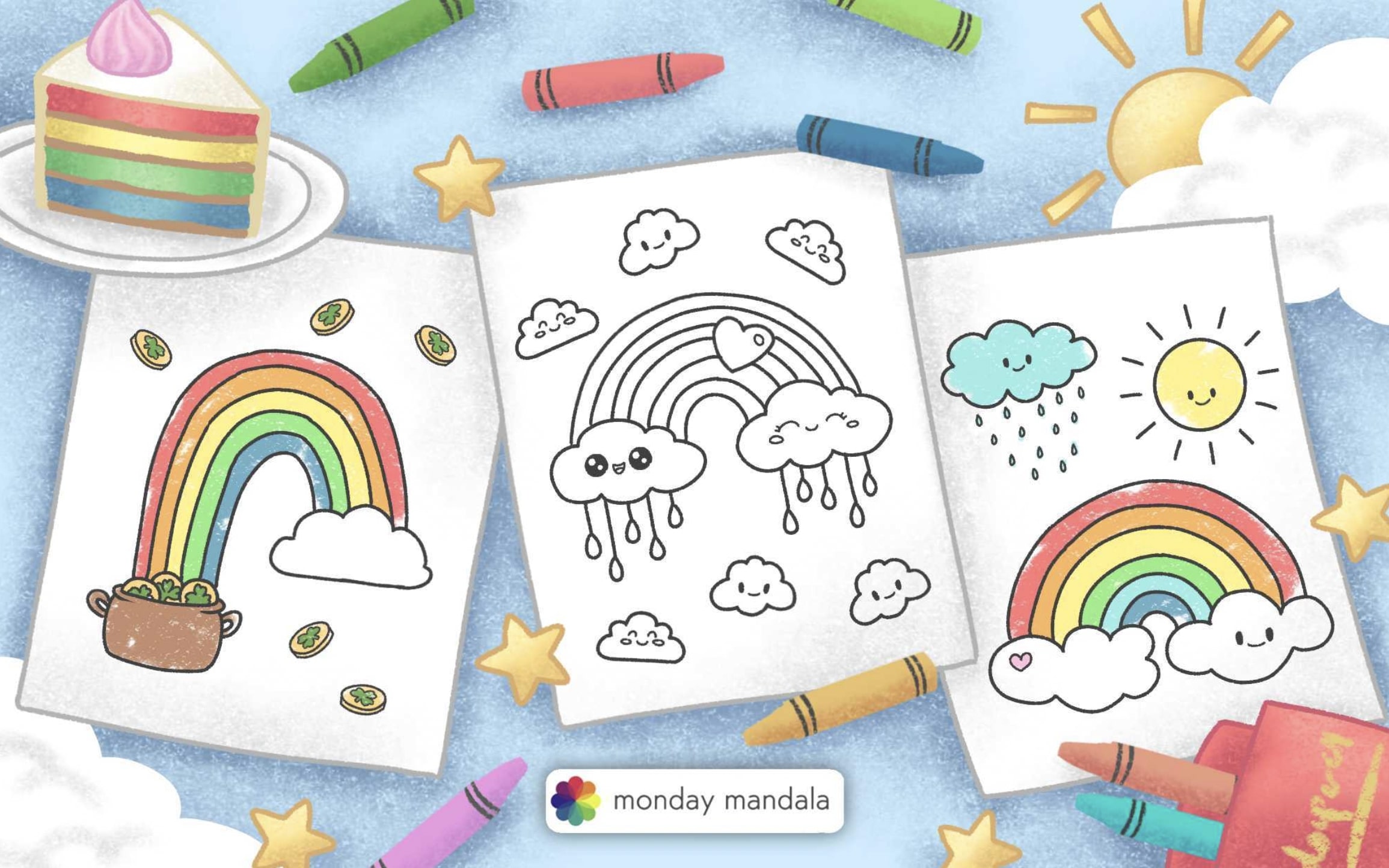 Rainbow coloring pages free pdf printables