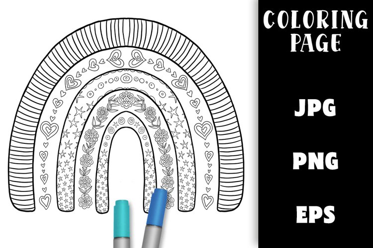 Rainbow coloring pages design bundles