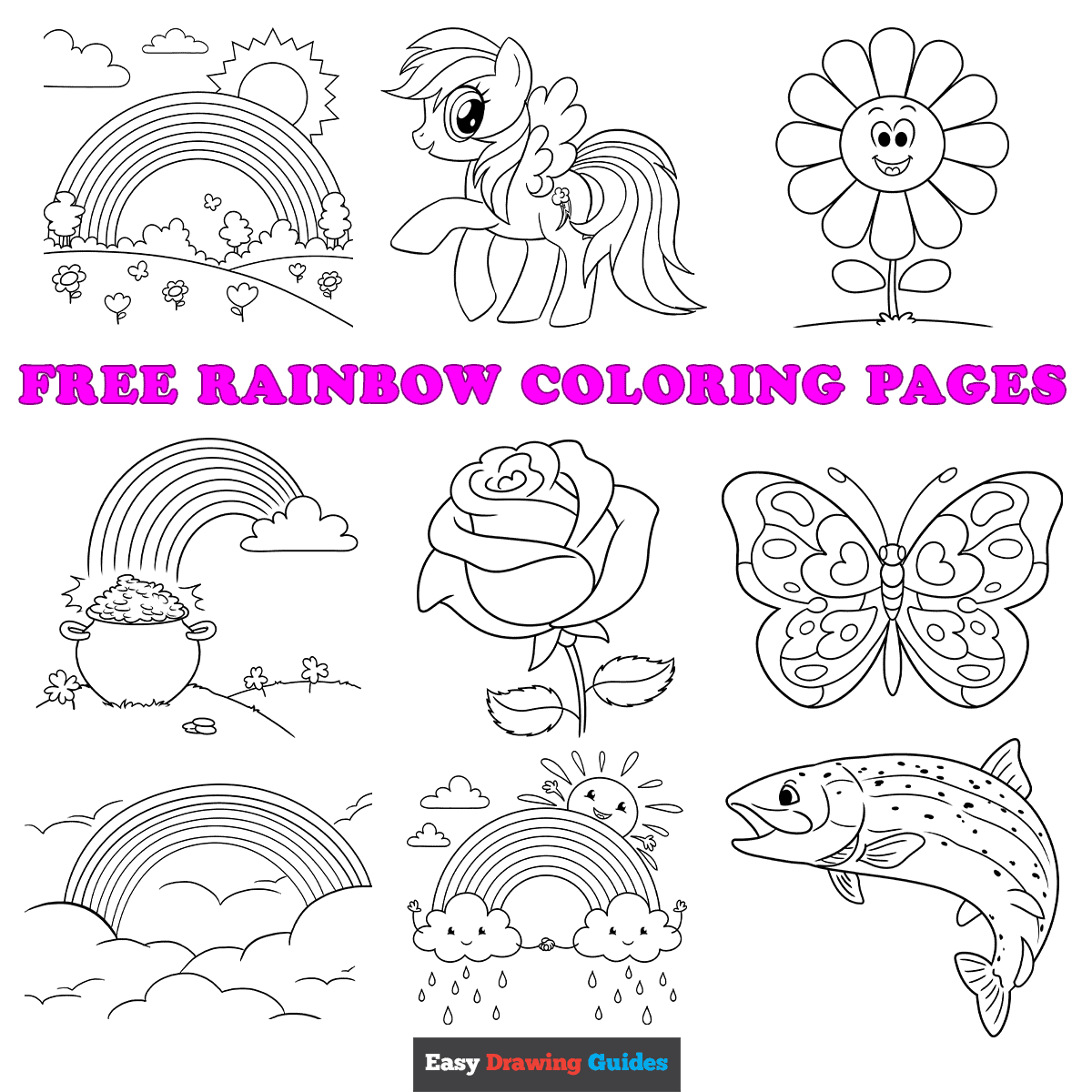 Free printable rainbow coloring pages for kids