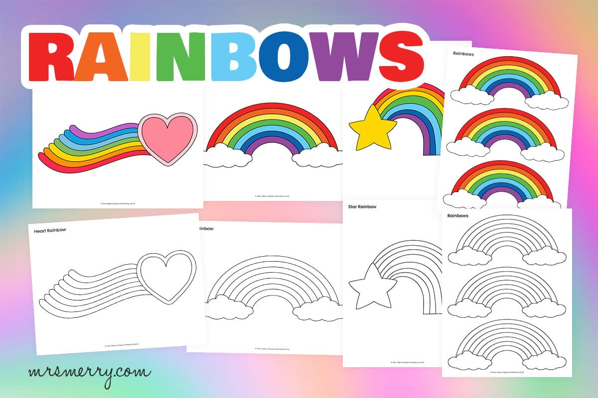 Free printable rainbow templates coloring pages mrs merry