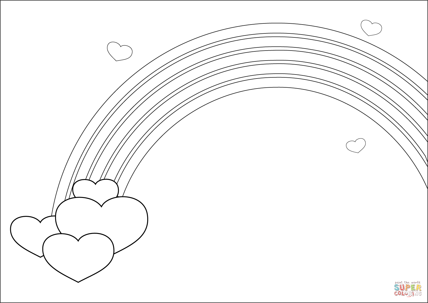 Rainbow with hearts coloring page free printable coloring pages