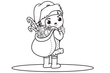 Pages coloring book christmas day with cute