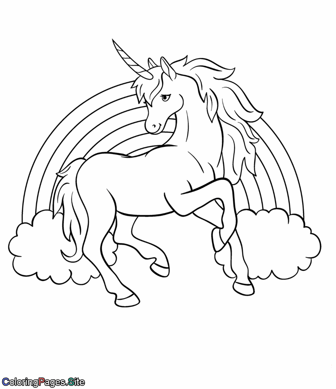 Rainbow unicorn coloring page