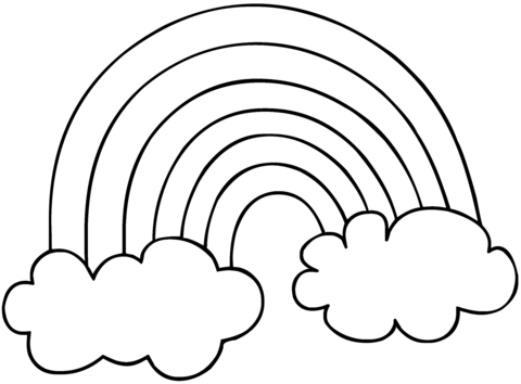 Rainbow with clouds coloring page free printable coloring pages