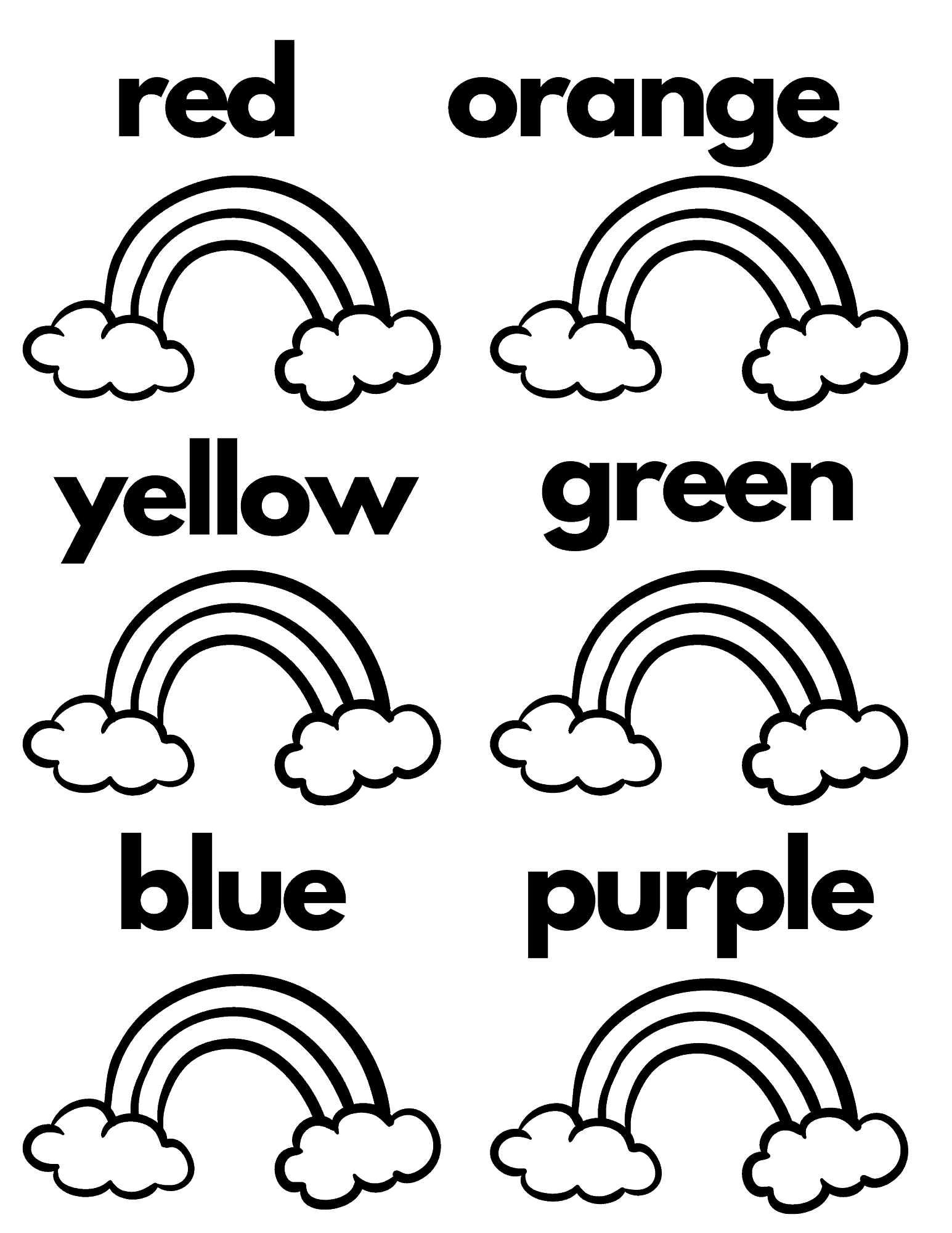 Free rainbow coloring page and activities for kids preschool color activities color worksheets for preschool preschool worksheets