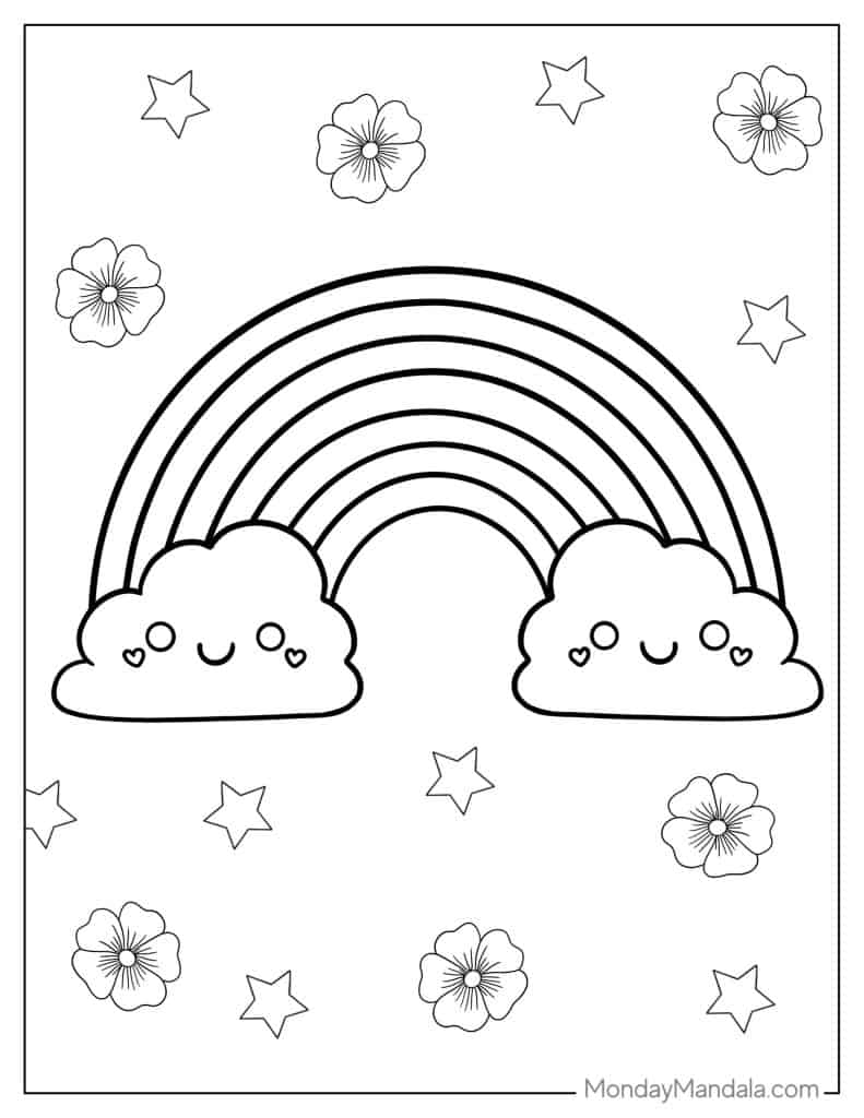 Rainbow coloring pages free pdf printables