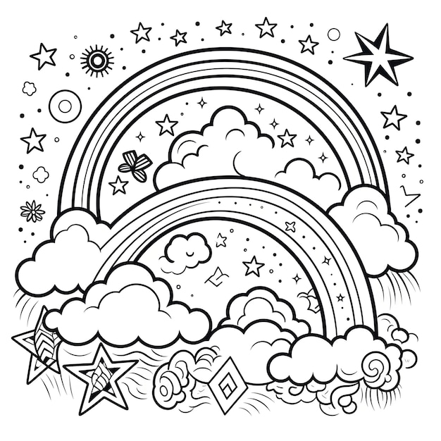 Premium ai image cute rainbow coloring page printable for children and kids image only