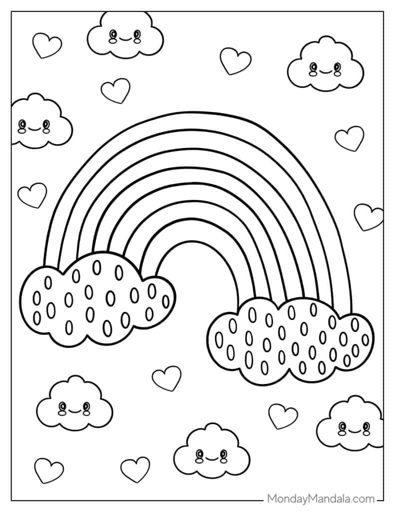 Rainbow coloring pages free pdf printables