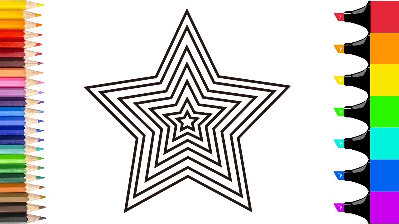 How to draw stars rainbow star coloring pages for children