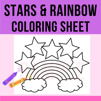 Stars and rainbow coloring sheet spring colors coloring page