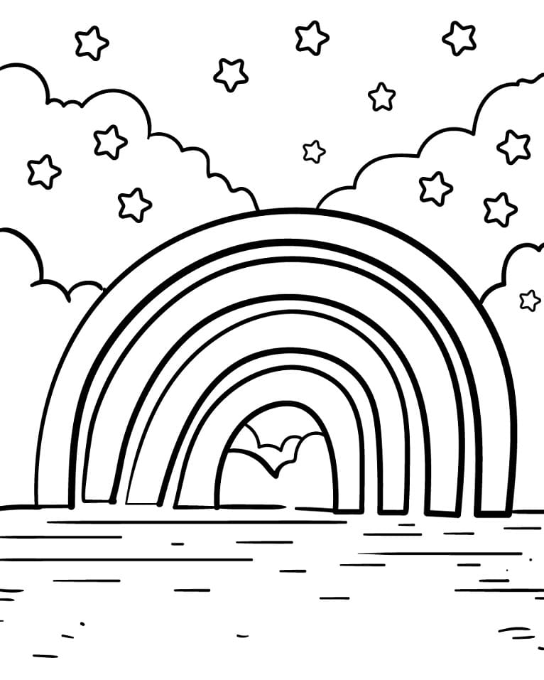 Rainbow and stars coloring page star coloring pages coloring pages free printable coloring pages