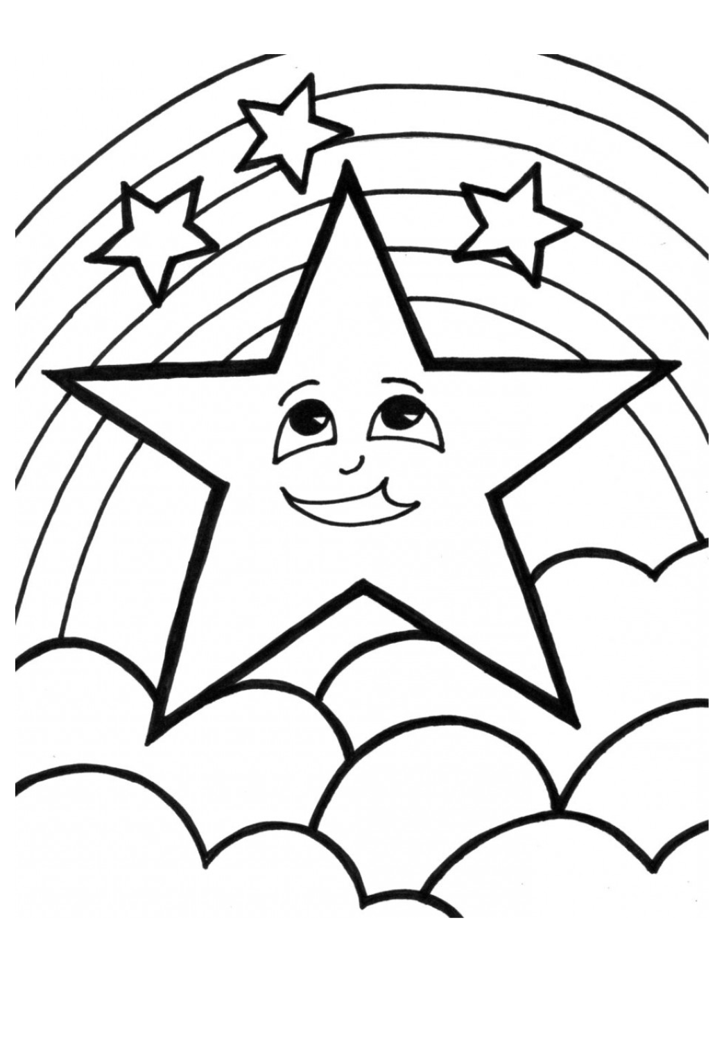 Free printable star rainbow coloring page for adults and kids