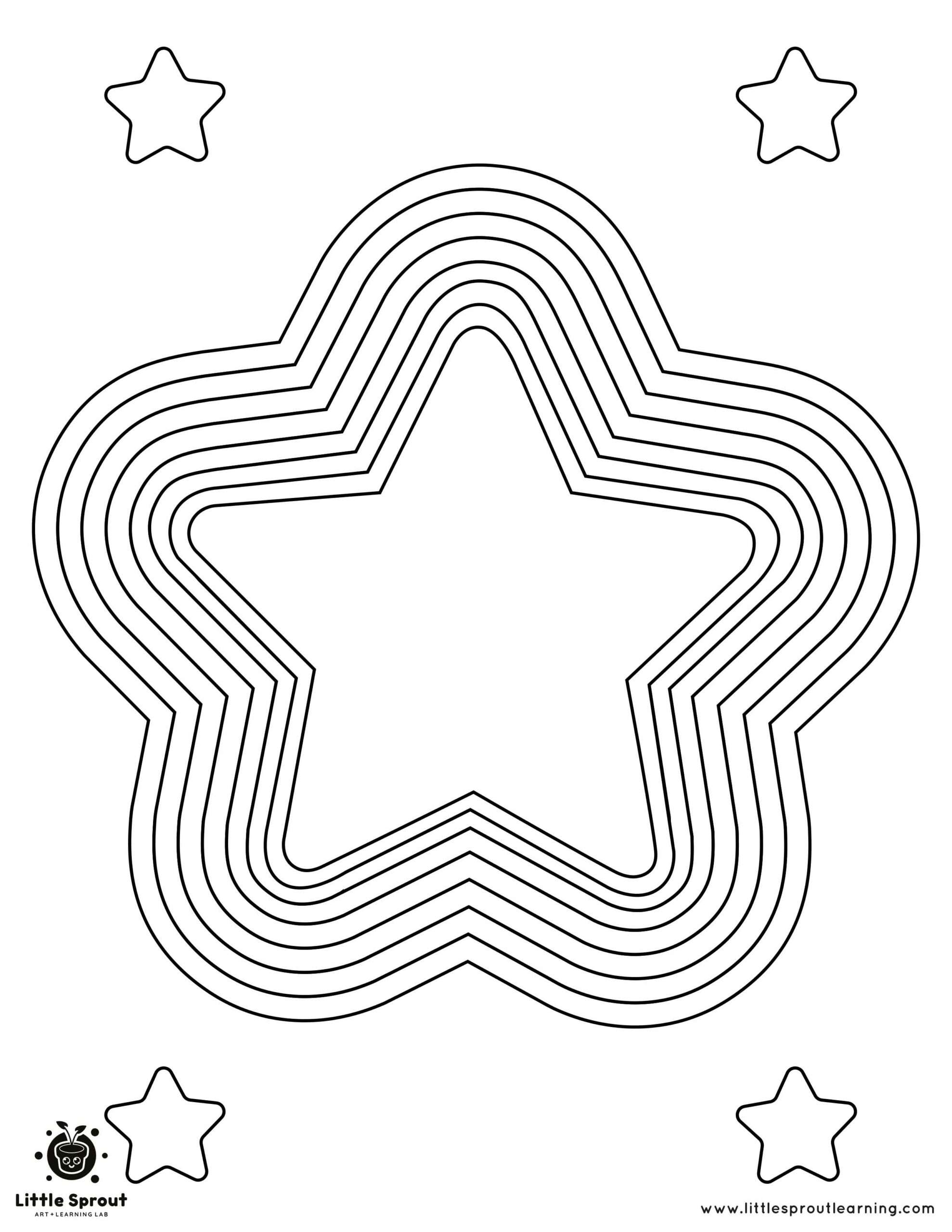 Star shaped rainbow coloring page little sprout art