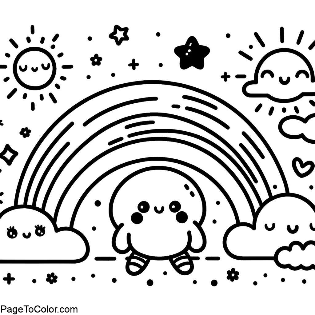 Cute rainbow coloring page