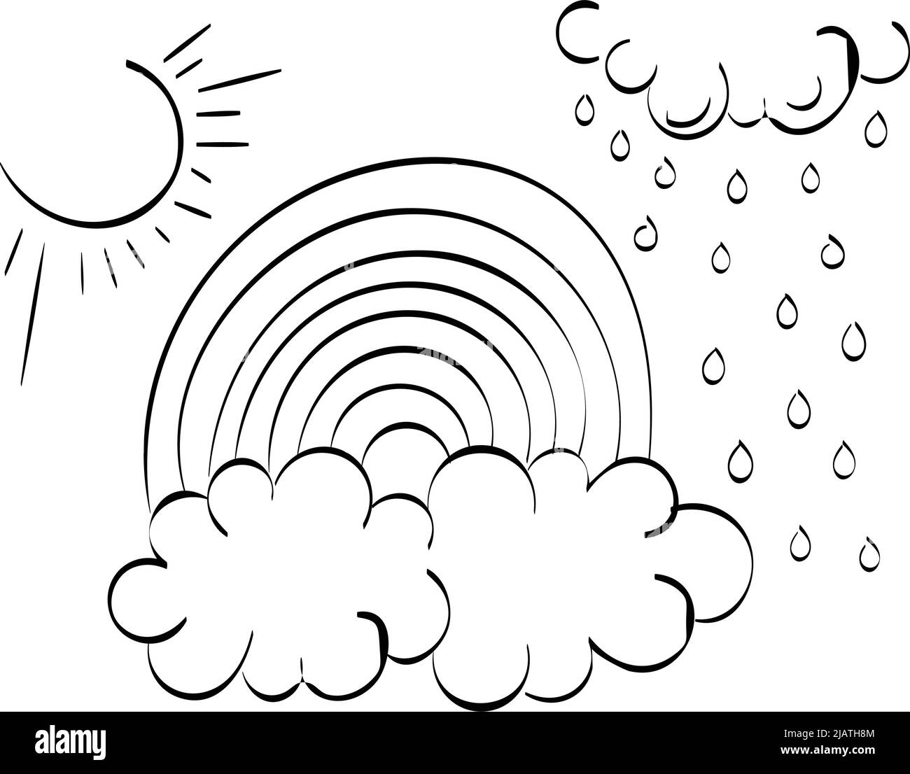 Rainbow coloring page easy to print weather coloring page for kids stock vector image art