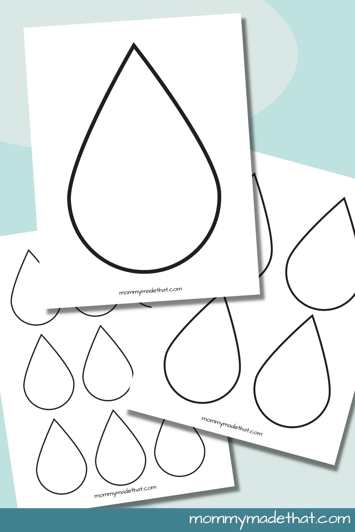 Raindrop templates free printables of different sizes