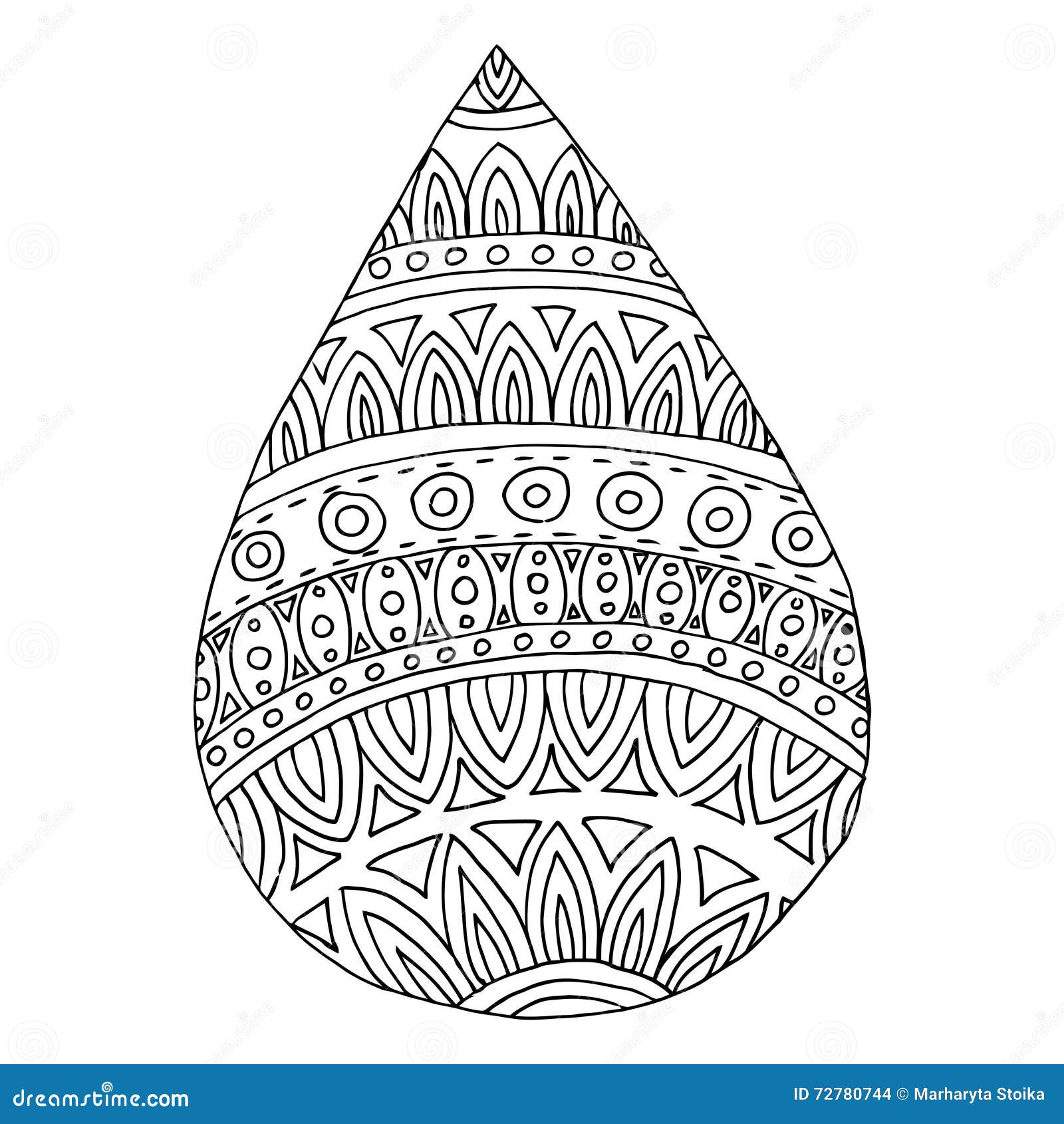 Drop vector water zen tangle and zen doodle raindrop coloring book stock vector