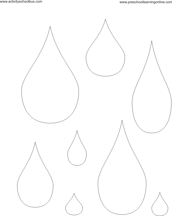 Different size raindrop template printable