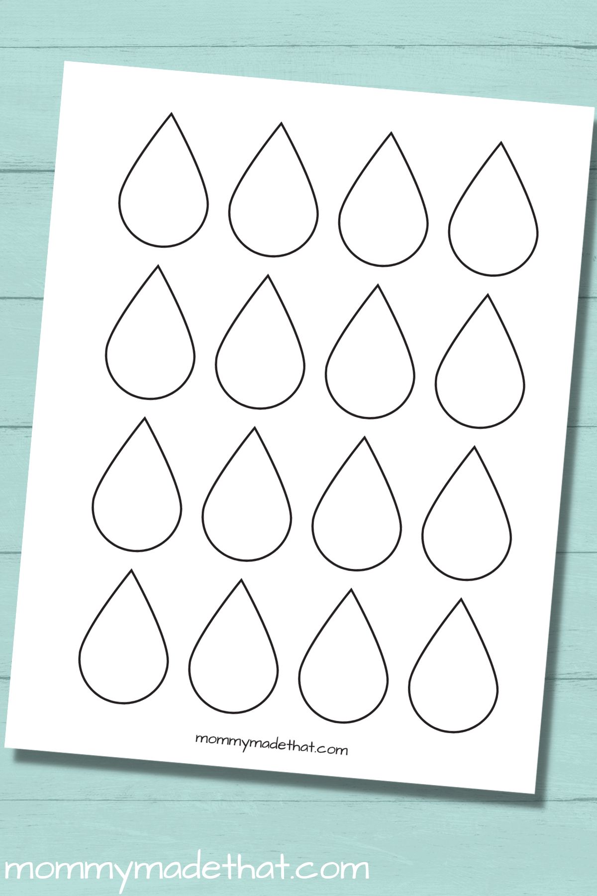 Raindrop templates free printables of different sizes