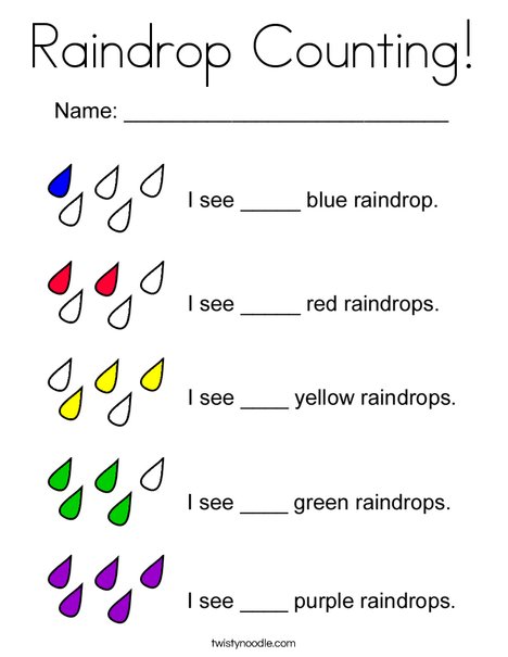 Raindrop counting coloring page