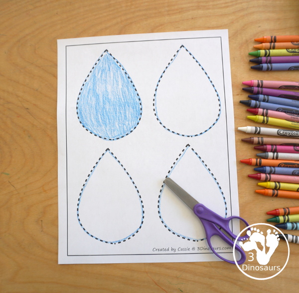 Free raindrop fine motor mat printables dinosaurs