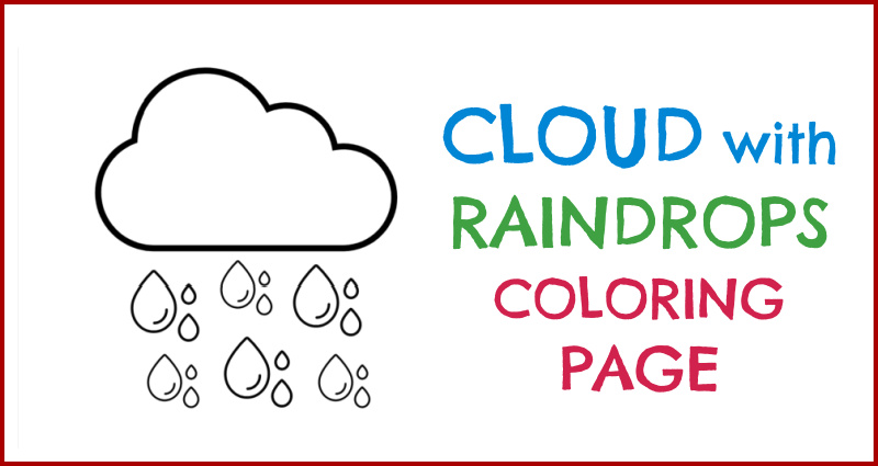 Free printable cloud with raindrops coloring page