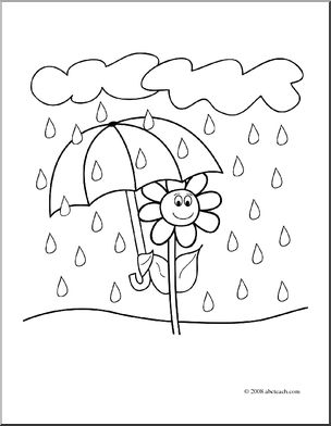 Clip art daisy rainy day coloring page i
