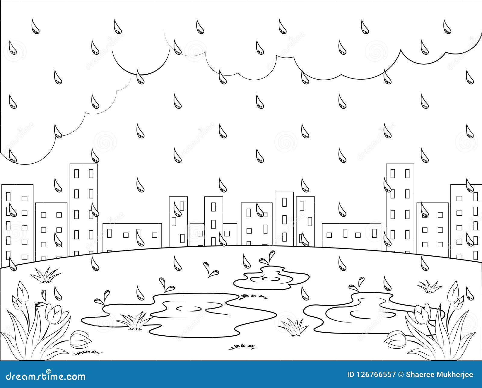 Rainy day coloring page for kids stock vector