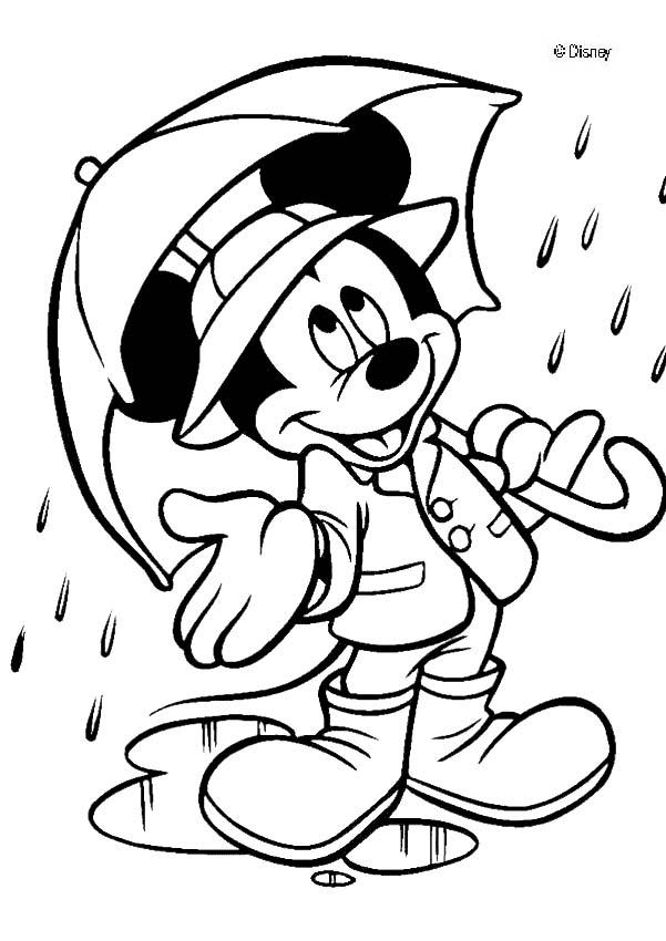 Mickey mouse in the rain coloring pages