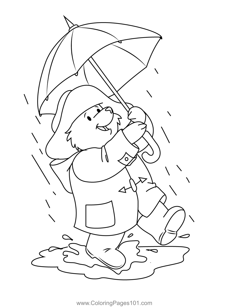 Enjoy rain coloring page for kids