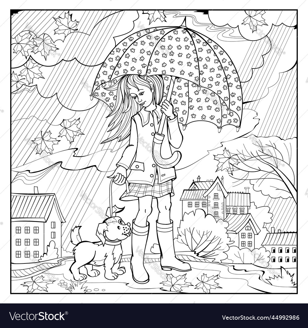 Coloring book for children and adults rainy vector image