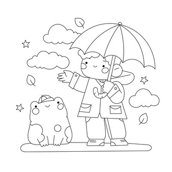 Rainy day coloring vectors illustrations for free download